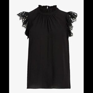 New. Express Ruffle Sleeve Lace Gramercy Tee XS
